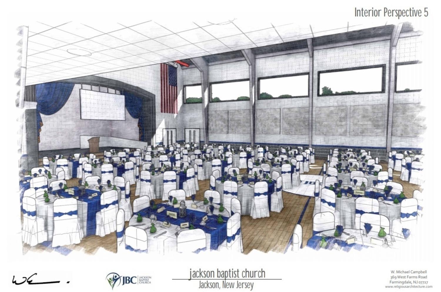 Architectural rendering of the Jackson Baptist Church interior